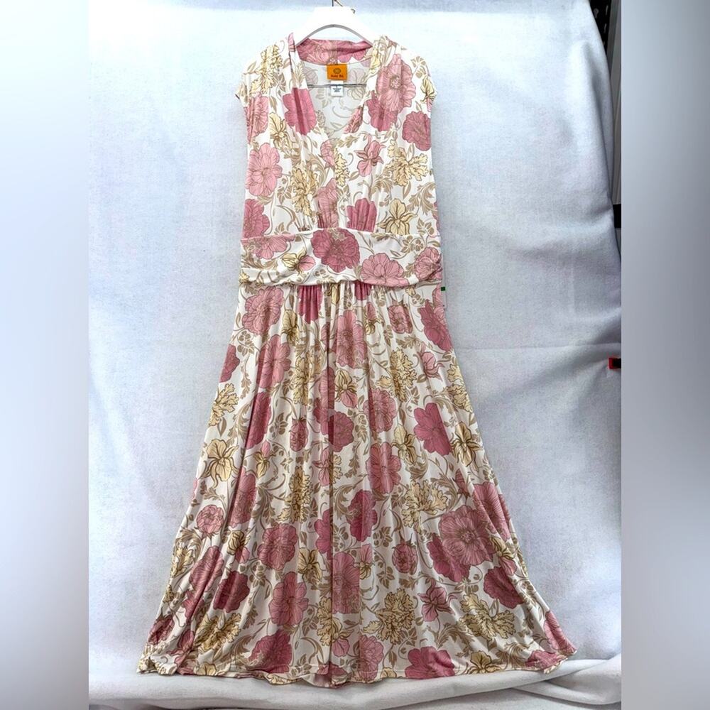 NWT Ruby Rd. Fit and Flair Midi Tank V-Neck Dress size Large Pink Floral